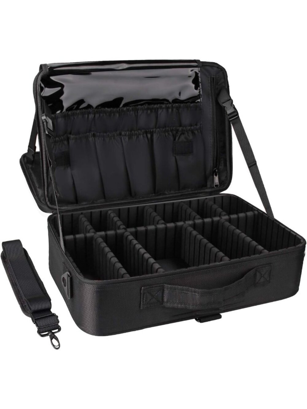 Portable Travel Makeup Organizer Case with Adjustable Dividers for Cosmetics